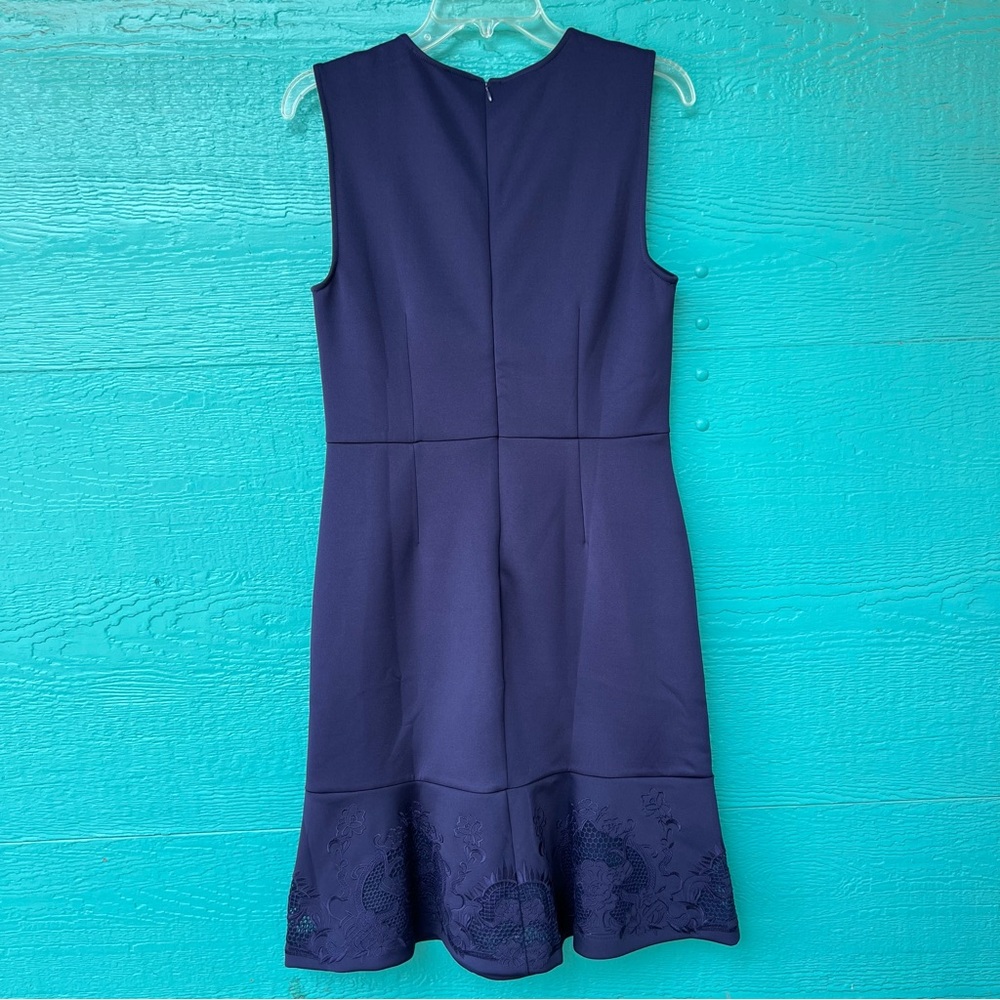 VENUS Navy Blue Lace Dress Sleeveless Size 10 Elegant Classic Elevated - Picture 3 of 13